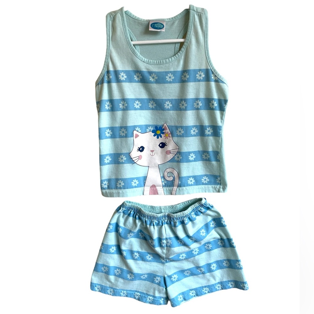 **2 for $20**Racerback kitty Tank Top & Shorts Set. Girls size 4T